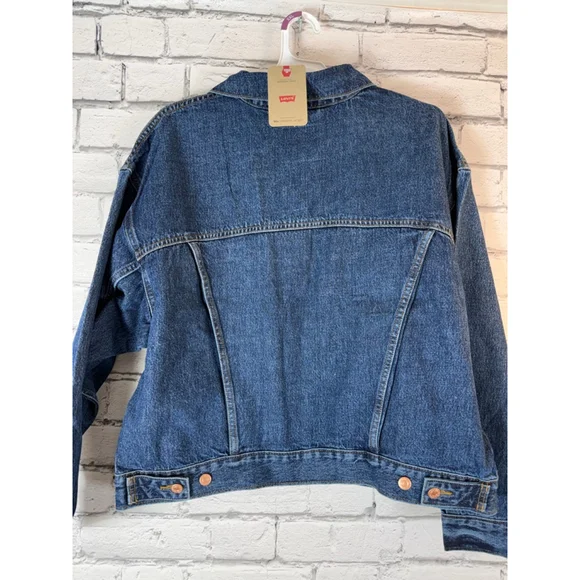 Women's Levi's '90s Trucker Jean Jacket size XL Denim Jacket NWT Dark Wash - Picture 9 of 12